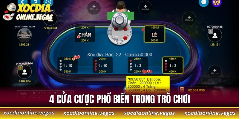 Giới Thiệu Xóc Đĩa Online 4 4 cửa cược phổ biến trong trò chơi